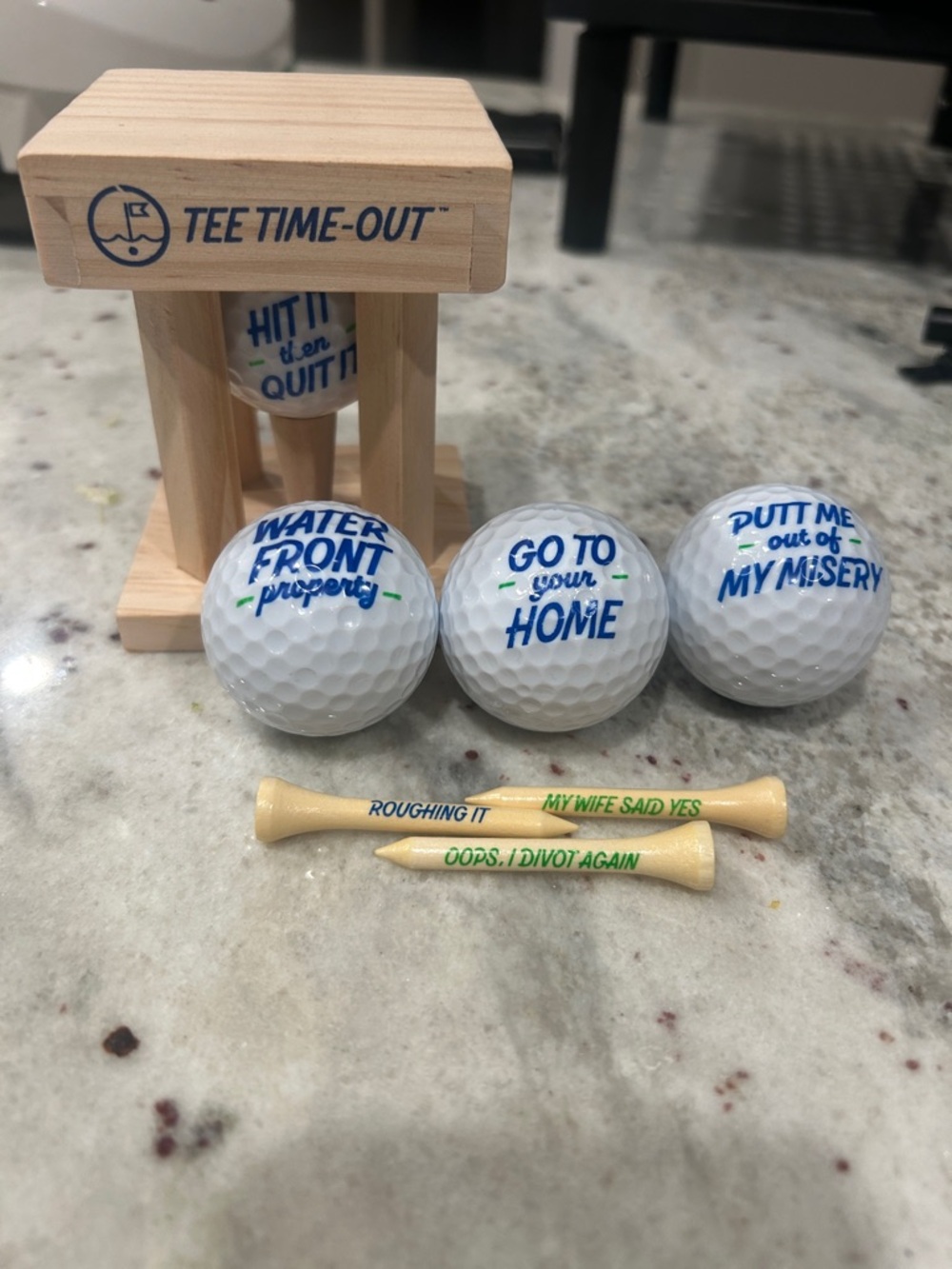 Golf novelty funny gift, golf balls tees. Funny jokes. Tee Timeout puzzle
